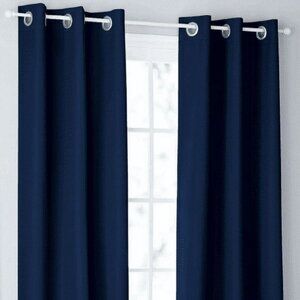 four navy blue curtains 37" x 63"